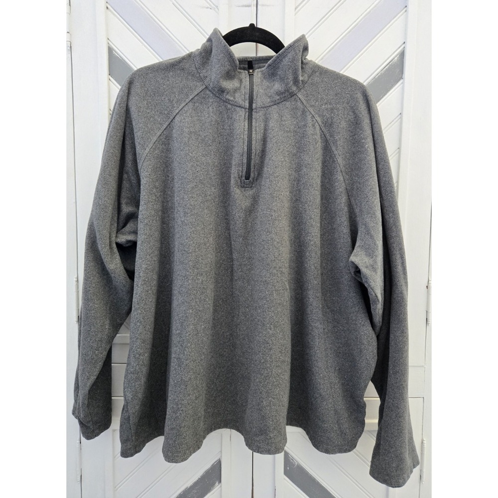 Land's End Men's XXL Gray Lightweight Fleece Thermacheck 1/4 Zip Pullover Jacket - Picture 3 of 10